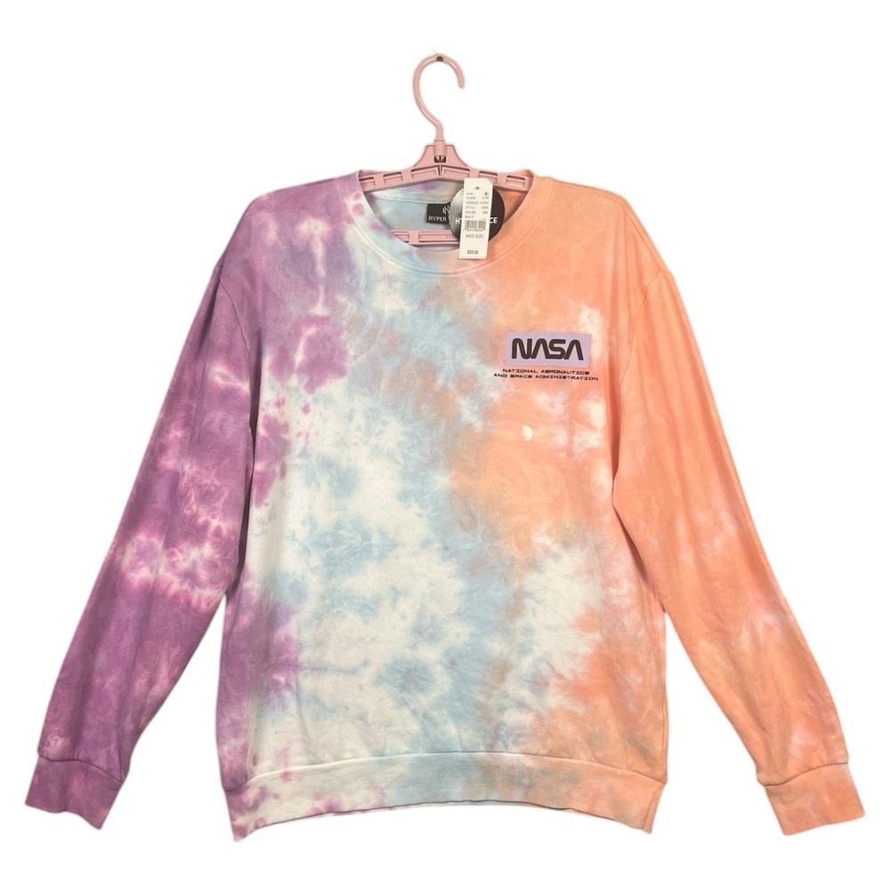 Hyper Space NASA Mission Space Sweatshirt Tye Dye Graphic On Front & Back Size M